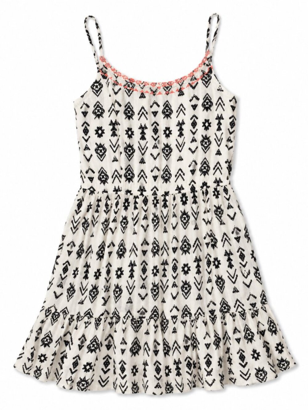 Y2K Geometric Black, White, and Coral Dress with Open Back, Size Large